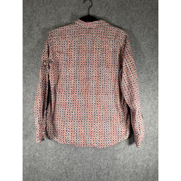 Ralph Lauren Top Women Medium Long Sleeve Circle Blue Button Front Collar Preppy - Picture 5 of 6